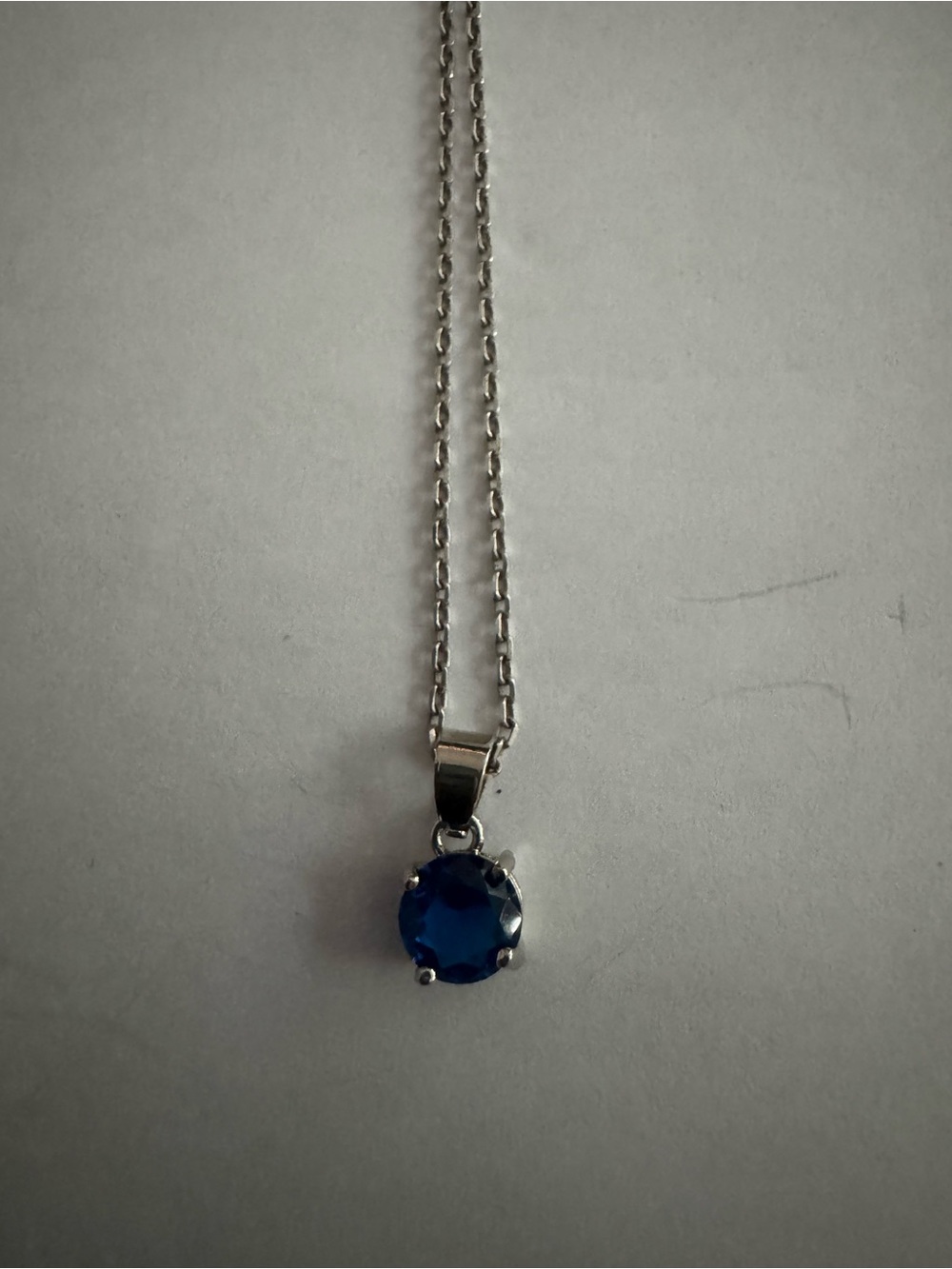 Blue Solitaire Pendant not tested with Stamped 925 necklace made in Italy